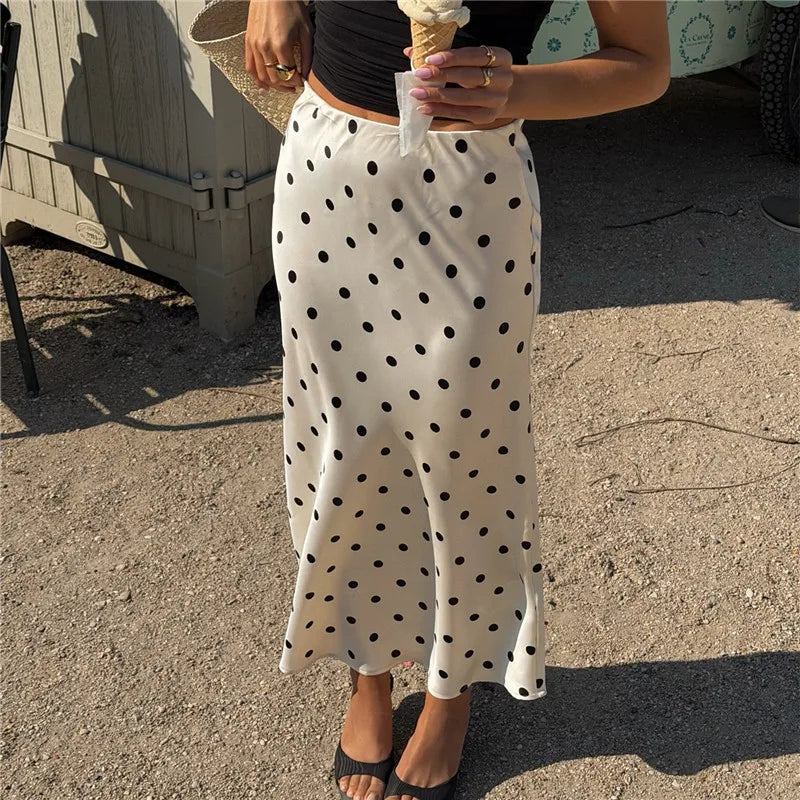 Jupe satin à pois femme