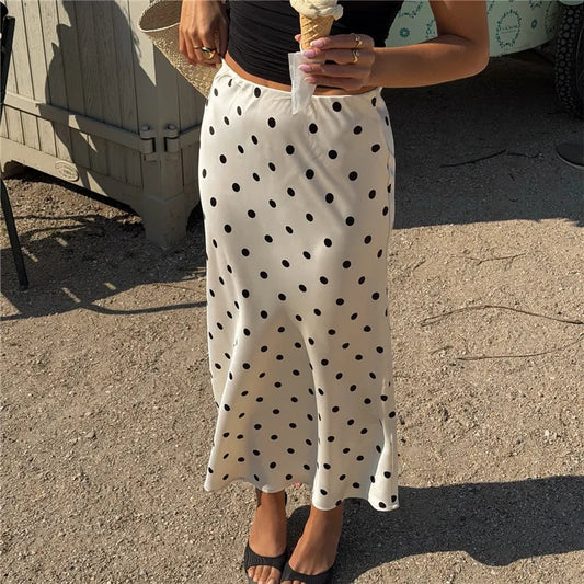 Jupe satin à pois femme