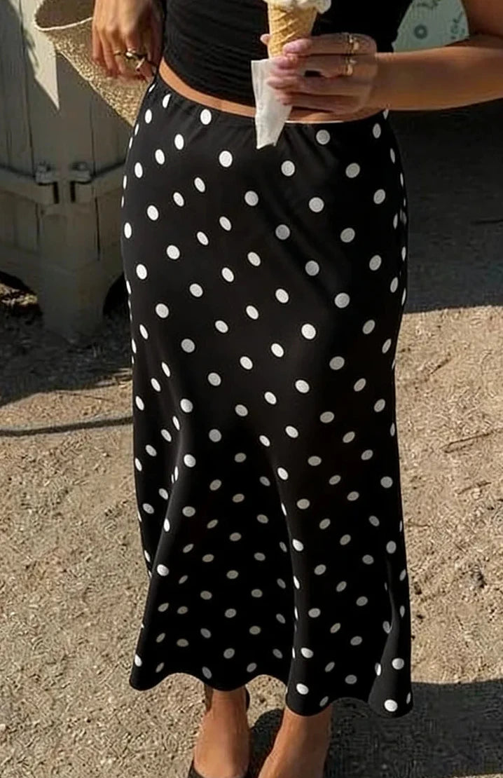 Jupe satin à pois femme