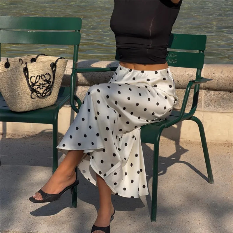 Jupe satin à pois femme