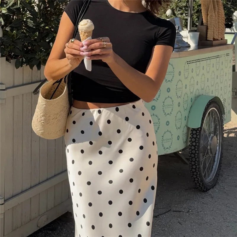 Jupe satin à pois femme